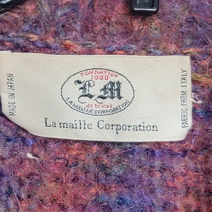 Vintage La Maille Mohair long sleeve sweater Japan XL GREAT buttons pocket Multi