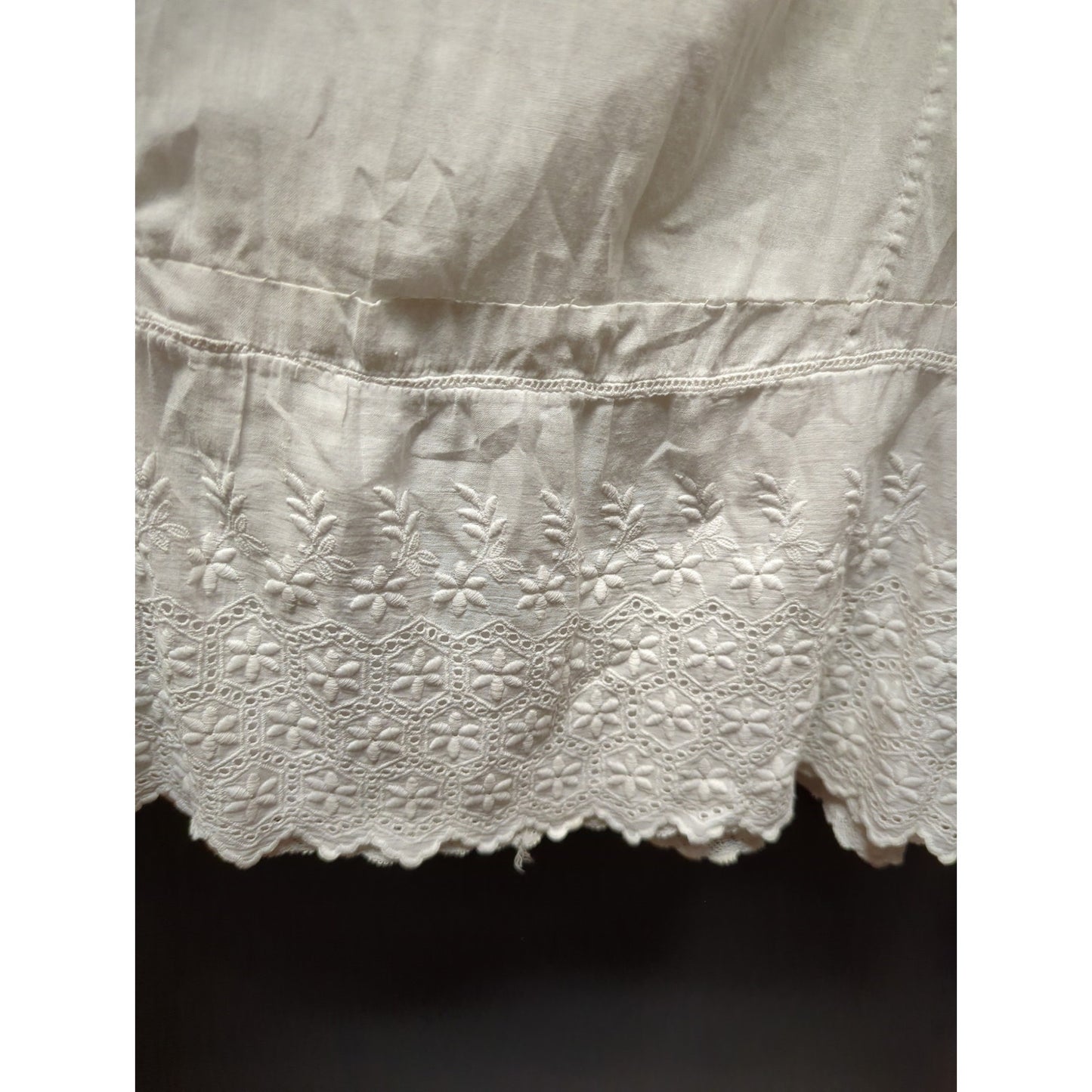 Edwardian antique White cotton lace cotton sleeveless dressing gown undergarment