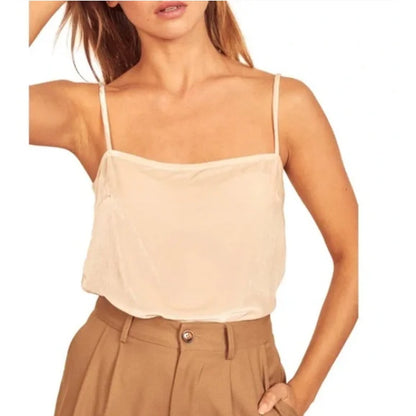 Reformation Cream New Ross Velvet Camisole Ivory Small Tank Top/Camisole cream