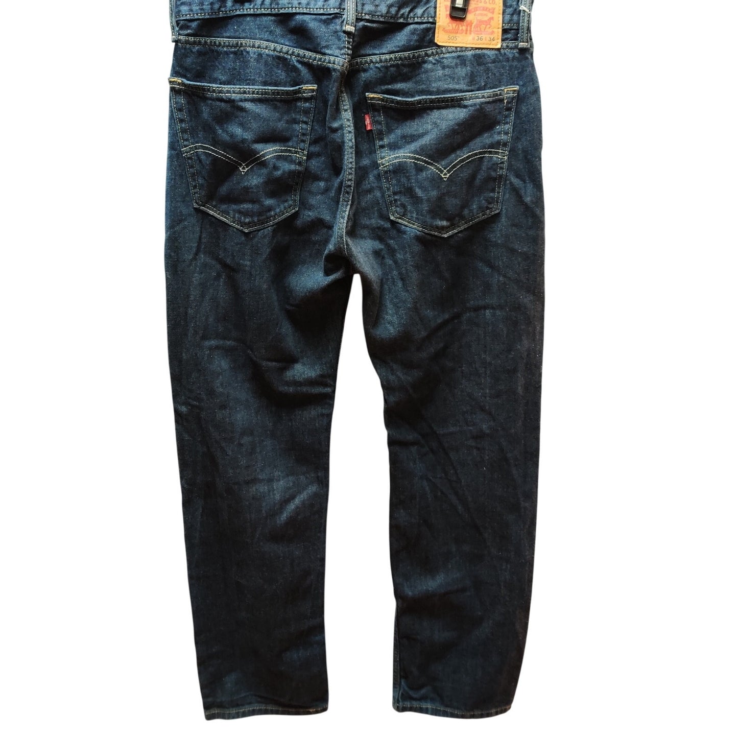 Levis 505 Regular Fit Jeans Mens 36x34 Dark Wash Indigo Denim Classic Everyday