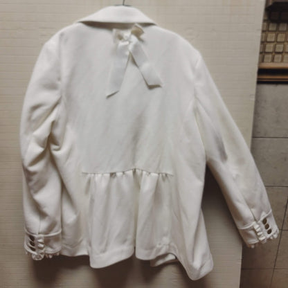 Crown & Ivy Ivory White Peacoat Bow detail Size XXL Ruffles Long Jacket $119
