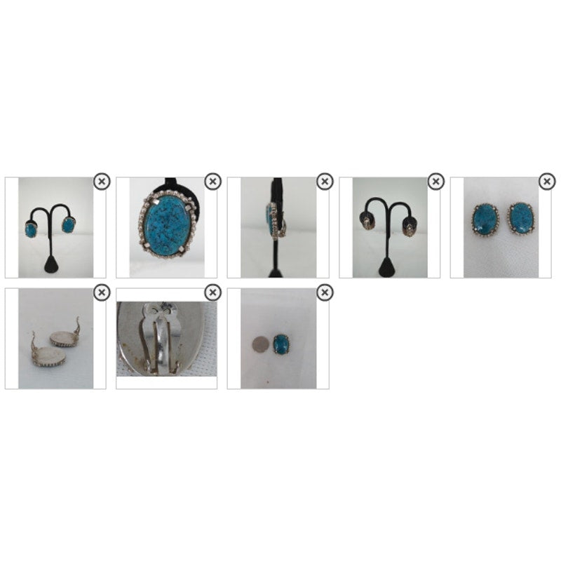 Signed Whiting and Davis Co Turquoise Clip On Earrings Silver tone