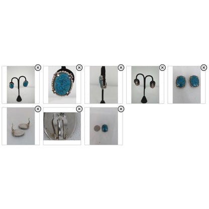 Signed Whiting and Davis Co Turquoise Clip On Earrings Silver tone