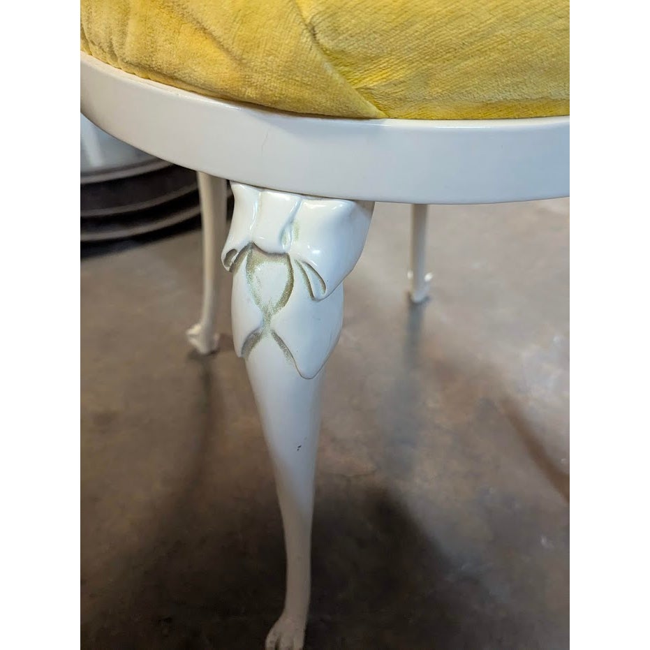 Secondhand Sandies:  Wrought Iron Heavy boudoir vanity chair yellow velvet seat