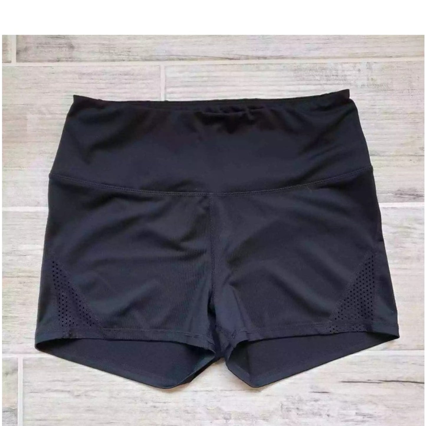 Z by Zella High Waist Stretch Shorts Sz Large (10/12) Juniors Black NWT Bike GYM