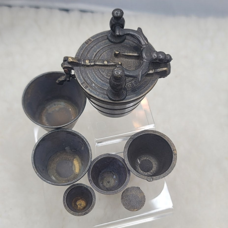 Antique Bronze Nesting Apothecary Cup Weights Set 17-19th Century Dark Academia