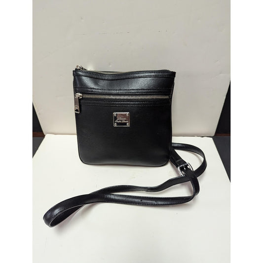 Longaberger To Go Woven Basket Braided Black Leather satchel Shoulder Bag Purse