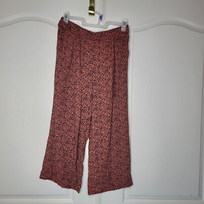 Halogen Size Medium Rust Navy Leopard wide leg gauchos belted capri Pants