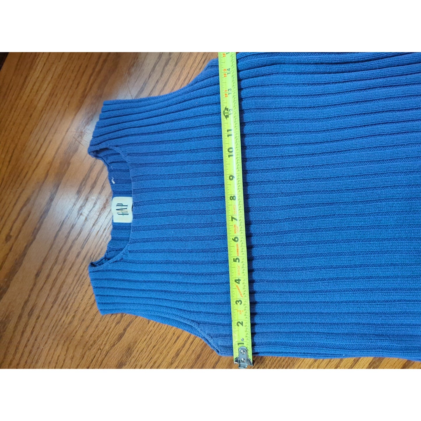 Vintage Gap Blue Ribbed Knit Sweater Vest Tank Top 90s Grunge Minimalist Medium