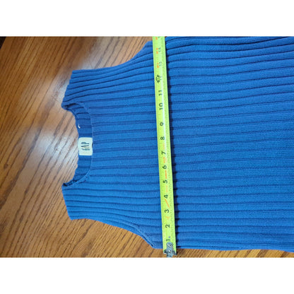 Vintage Gap Blue Ribbed Knit Sweater Vest Tank Top 90s Grunge Minimalist Medium
