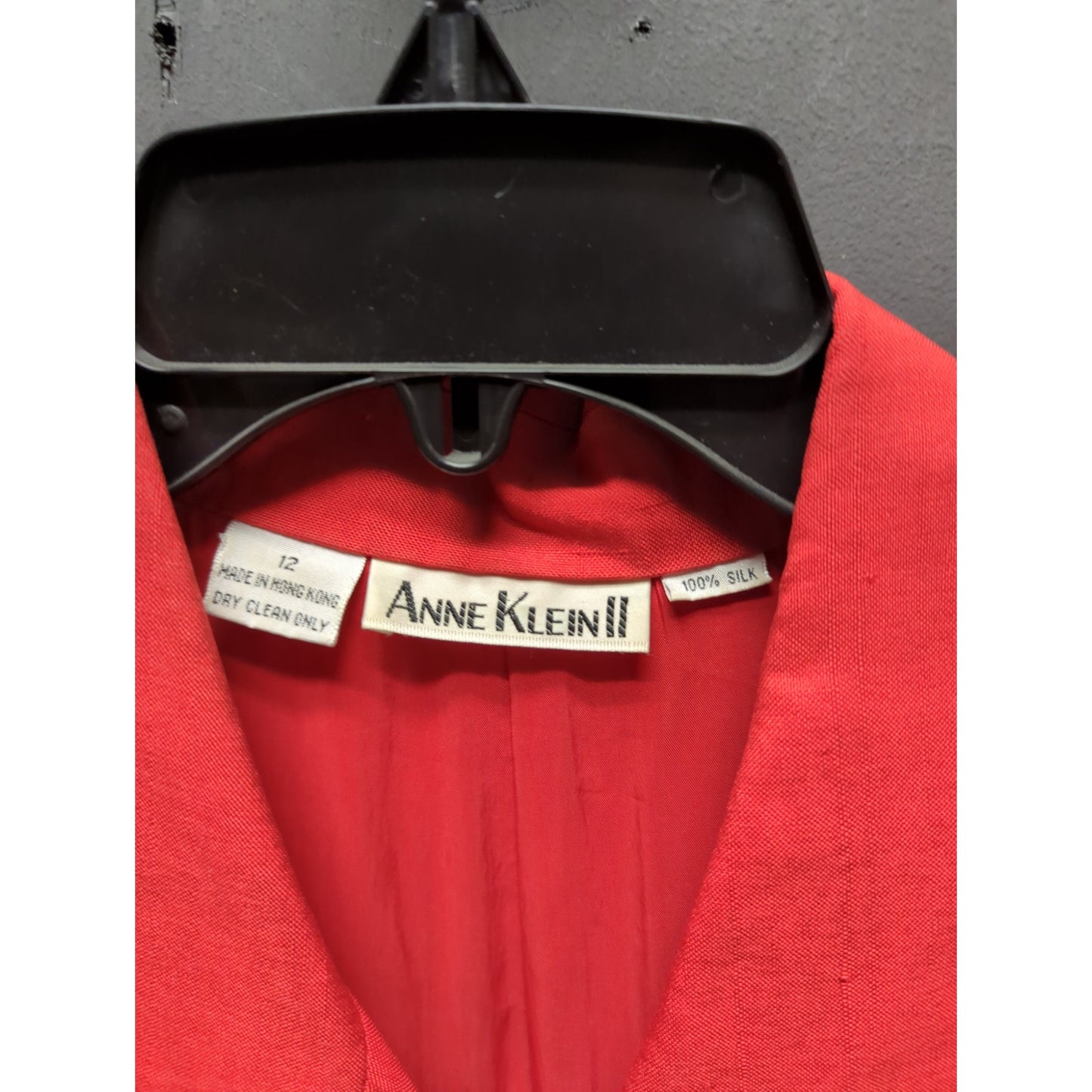 Anne Klein 100% Silk Red Sleeveless Midi Button Front Shirt Dress Vintage Sz 12