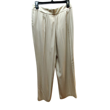 Alex Marie Pleated Wide Leg Trousers Womens 4 High Waist Beige Career Casual