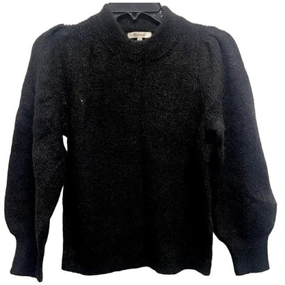 Madewell Eaton Pullover Crew Puff Sleeve Sweater Size XX-Small in Black NWT