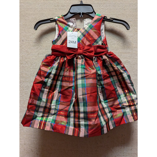Iris & Ivy Girls Dress Size 24 Months New Christmas Holiday Bow Sleeveless Red
