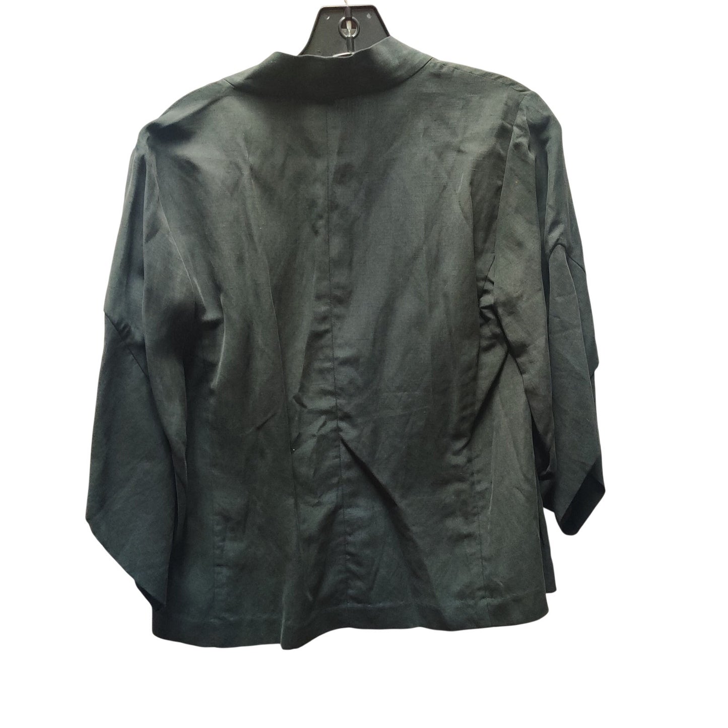 Nurture Silk Linen Open Front Cardigan Blazer XS Lagenlook Black Quiet Luxury