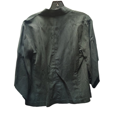 Nurture Silk Linen Open Front Cardigan Blazer XS Lagenlook Black Quiet Luxury