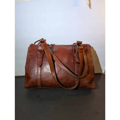 Vintage Fossil Estate Leather Duffle Satchel 75082 Brown Heritage Boho well worn