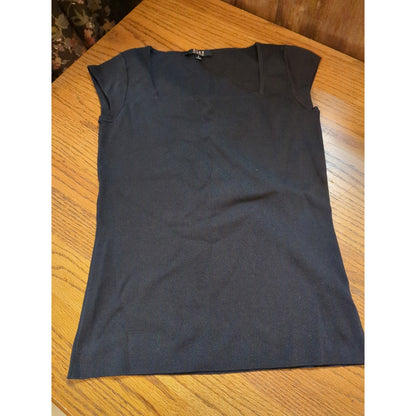 Alex Marie Black Silk Blend Square Neck Cap Sleeve Top Size Small Career