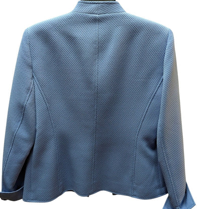 Louben Periwinkle Blue Dobby Fabric Blazer Stand Collar Vintage Career 8