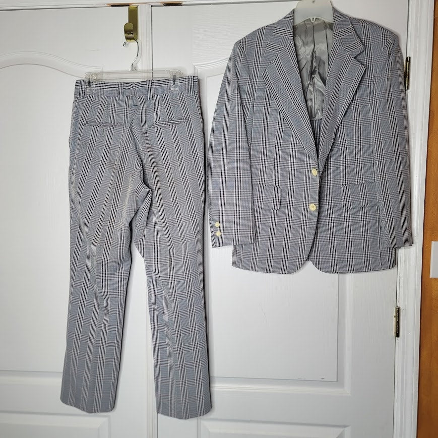 Vintage S/M 32" mens Waist Pant Plaid 2 Pc. Suit Palm Beach Egerton Moore Jacket