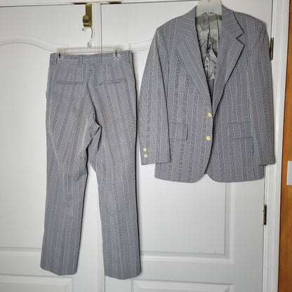 Vintage S/M 32" mens Waist Pant Plaid 2 Pc. Suit Palm Beach Egerton Moore Jacket