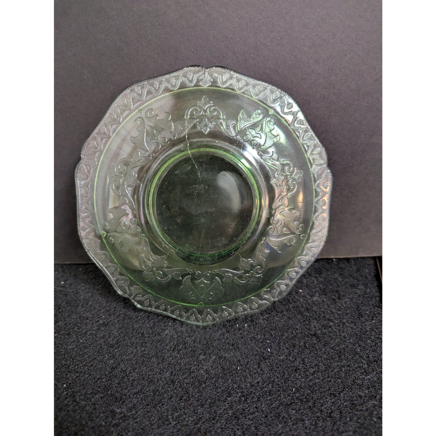 Green Depression Glass Tea Cup and Saucer Set Vintage Federal Princess Pattern