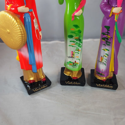 Set of 3 Vietnamese women Tradional Dress Vietnam figurines