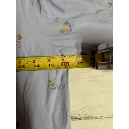 Joules Soraya Light Blue Bicycle Embroidered Three Quarter Sleeve Blouse Top 2
