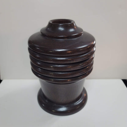 Hand turned black walnut vase heavy aged solid wood crackle varnish vessel