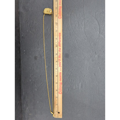 1928 Vintage Gold Tone Purse Pendant Long Chain Necklace Glam