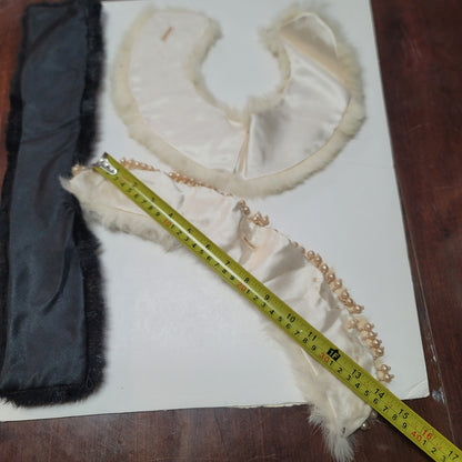 Vintage Fur and Faux Fur collars 2 White Rabbit and One black Faux Fur