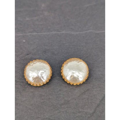 Vintage Miriam Haskell Faux Pearl Seed Bead Cluster Clip On Earrings Retro