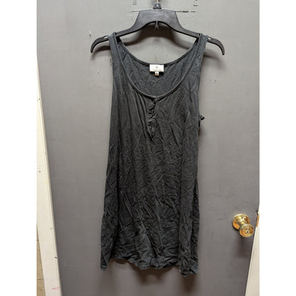 Socialite NEW Tank 1/4 Button up Sleeveless Layering Medium Henley Charcoal