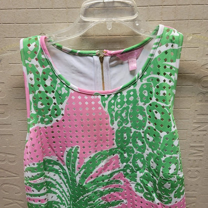 Lilly Pulitzer Small Shift Dress Sleeveless Pink Green Pineapple Pink Pout Perla