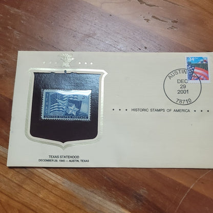LOT Stamps Shibe Park 22KT, Comiskey Park 22kt, Texas Statehood Historic America