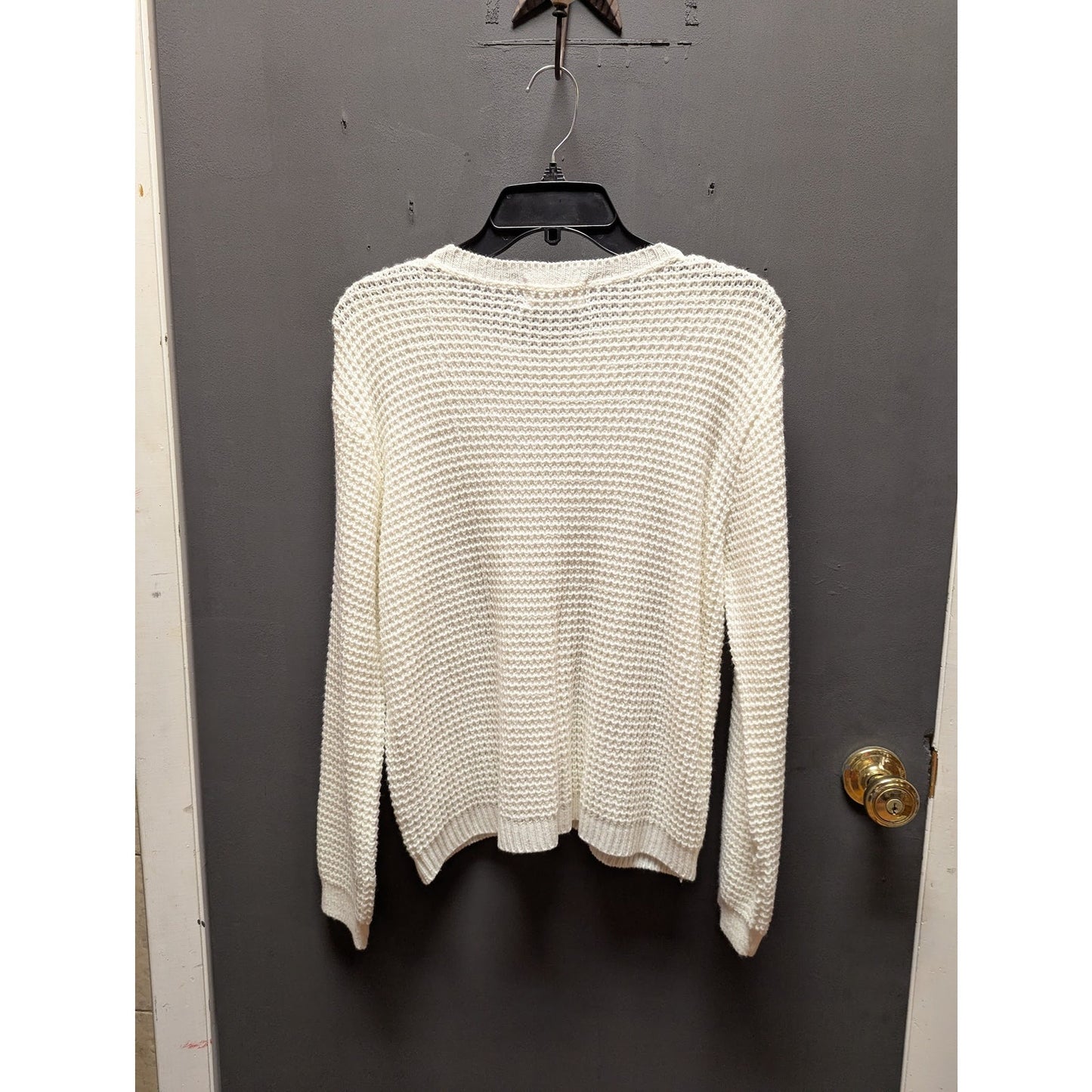 Cotton Emporium size Large Knit Ivory open weave sweater long sleeve NEW