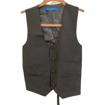 Perry Ellis Boy U-Neckline Covered Button Formal Vest Size 8 in Black NWT