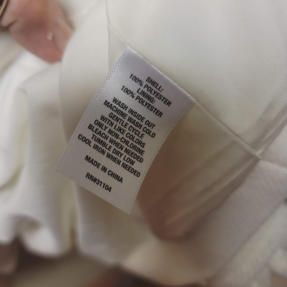 Crown & Ivy Ivory White Peacoat Bow detail Size XXL Ruffles Long Jacket $119