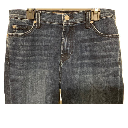 7 For All Mankind Raw Hem Damaged Destroyed Denim Ankle Jeans Size 28 Blue NWT