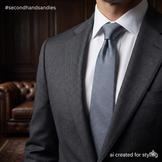 Tommy Hilfiger Tie Grey Blue Micro-Check Silk NWT Corpcore Preppy