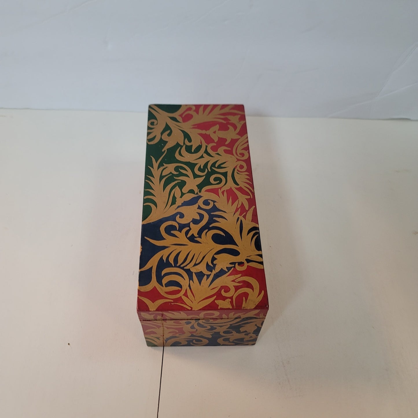 Lacquer box Multicolor Rectangle Black gold Blue ITALIAN Swirl 9"x4" x4" Stash