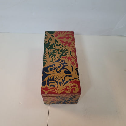 Lacquer box Multicolor Rectangle Black gold Blue ITALIAN Swirl 9"x4" x4" Stash