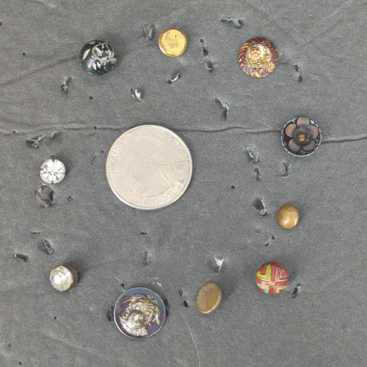 LOT I of 10 Antique Vintage Victorian Brass Mixed Materials Buttons ESTATE FIND