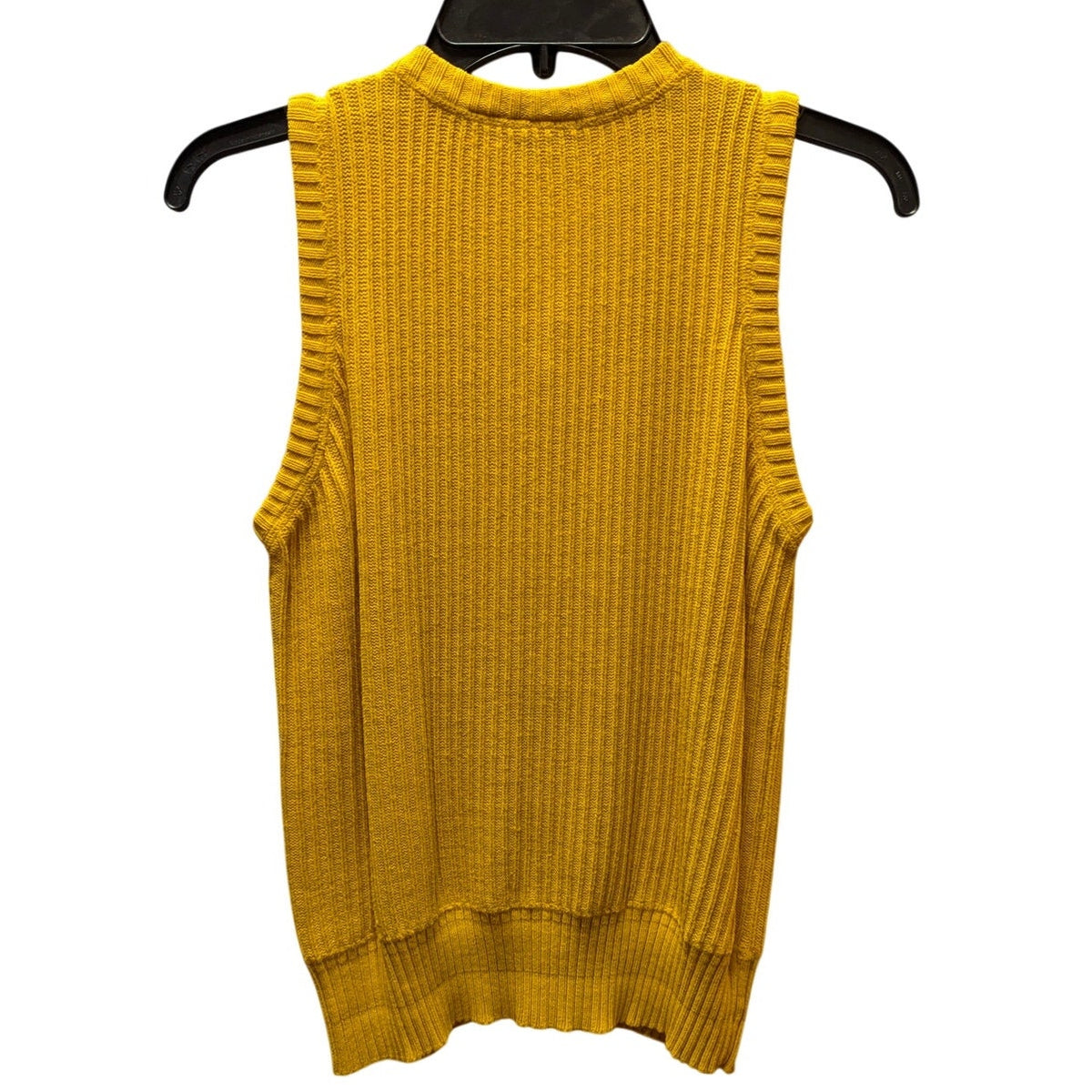 Vintage LizSport Mustard Yellow Ribbed Knit Button Front Sweater Vest Cardigan