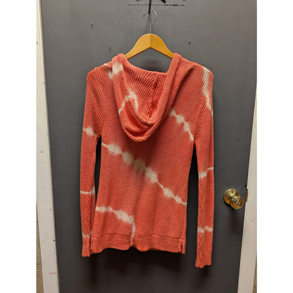 Belle by Belline knit kangaroo pocket sweater hooded Size Small Terracotta white