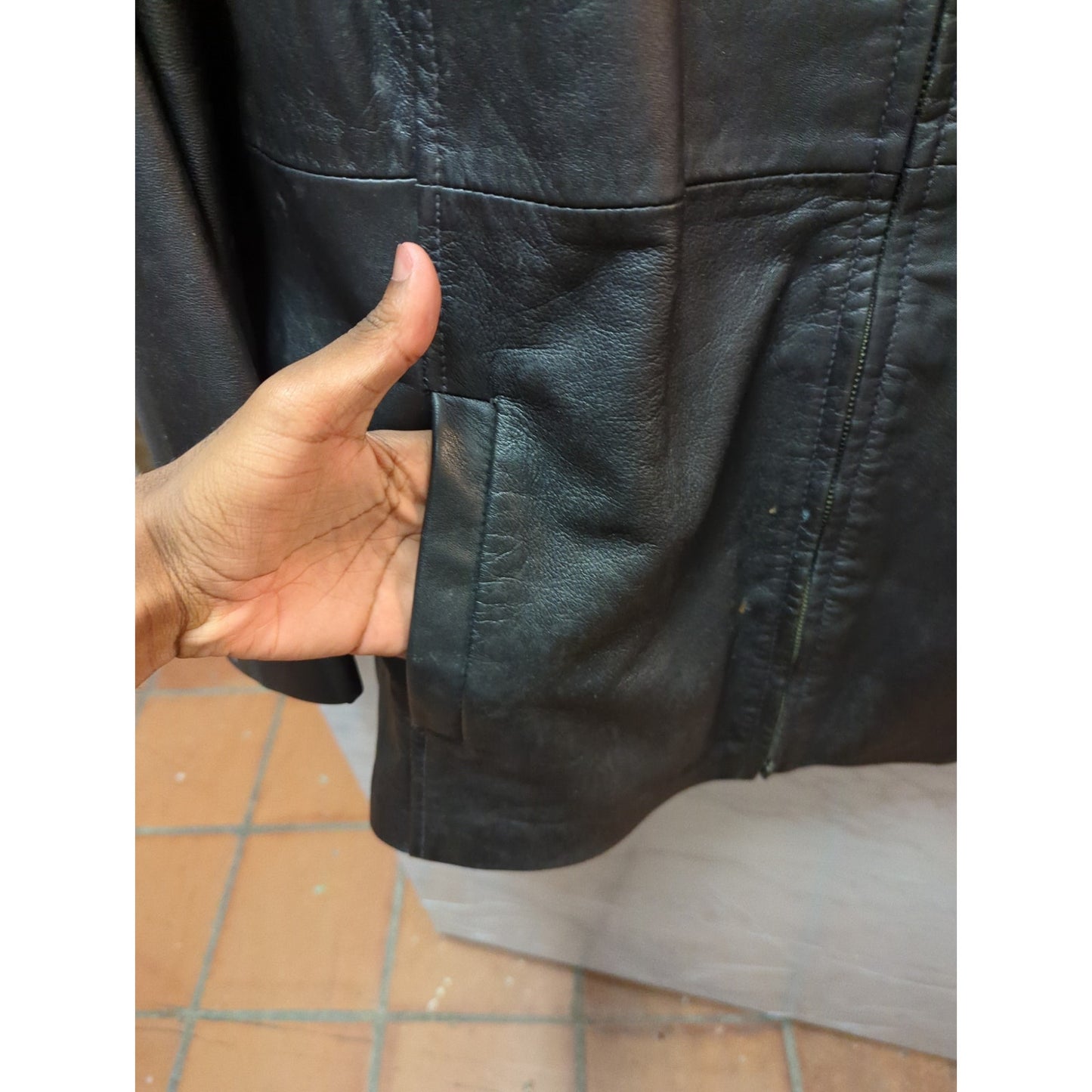 Vintage Style & Co. Black Leather Jacket Full Zip Plus Classic Minimalist 18W