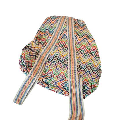 Mexican bohemian backpack Rainbow Cinch top flap zipper compartment Fabric NEW
