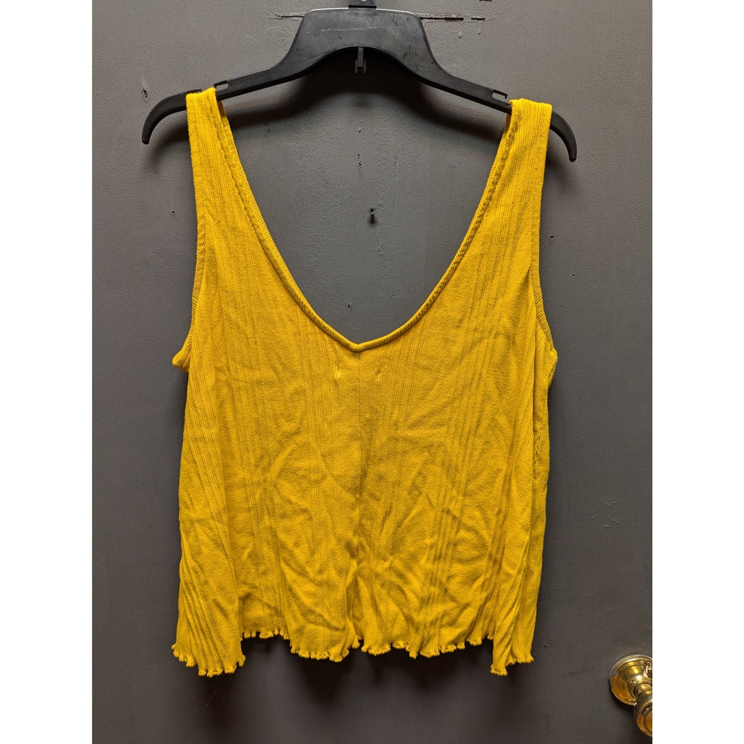 Madewell Yellow Textured Ribbed Knit Sleeveless Tank Top Large NEW layering