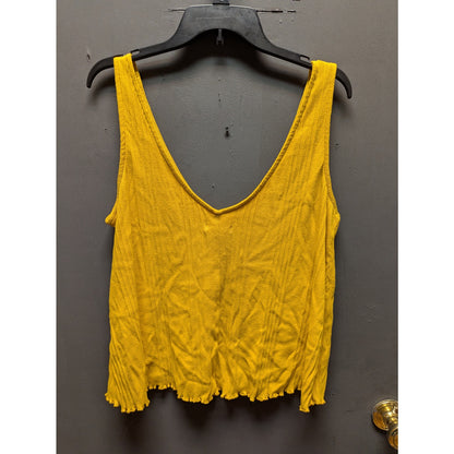 Madewell Yellow Textured Ribbed Knit Sleeveless Tank Top Large NEW layering