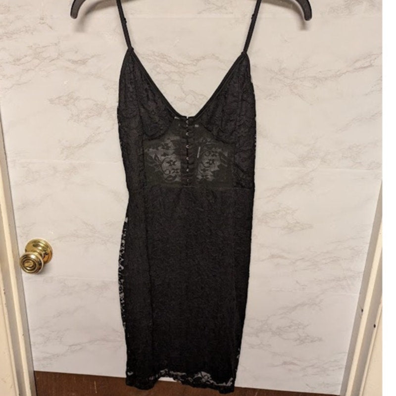 Pretty Little Thing Size 8 Black NEW Diamante Lace Mini Dress Cocktail Evening